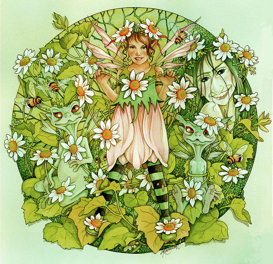 Fairy Painting - Daisy Chain by Linda Ravenscroft