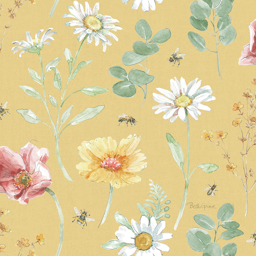 Flower Mixed Media - Daisy Days Pattern Ib by Beth Grove
