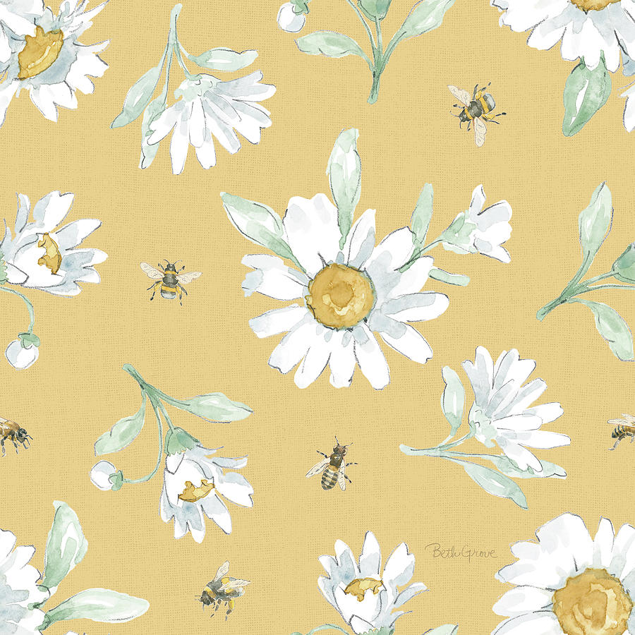 Flower Mixed Media - Daisy Days Pattern Viib by Beth Grove