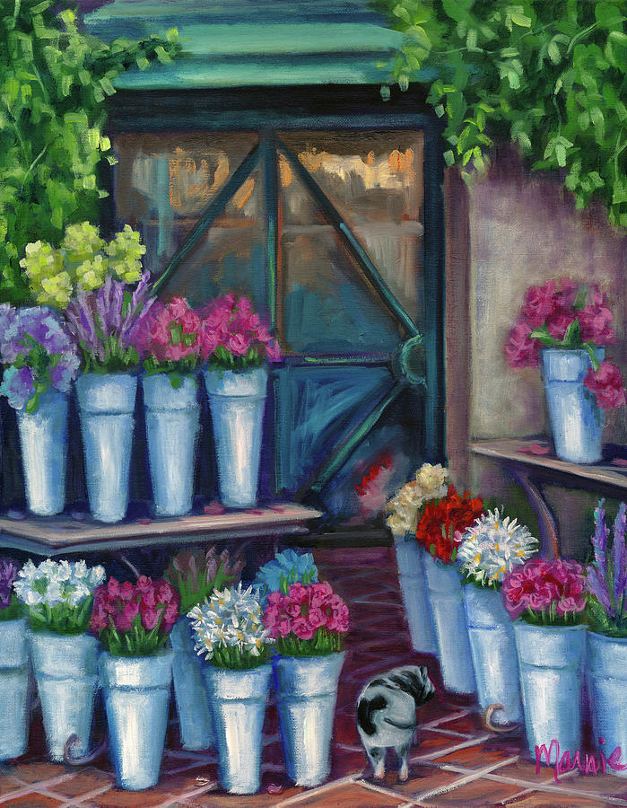 Animal Painting - Daisy Flower Shopping by Marnie Bourque