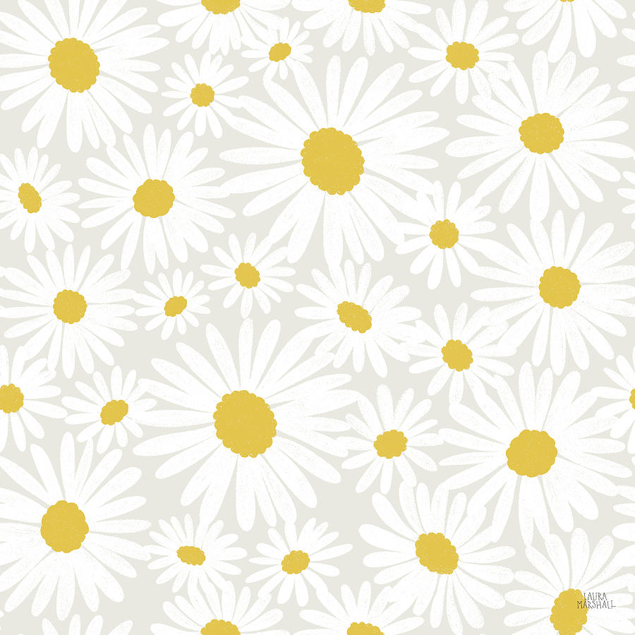 Daisy Mixed Media - Daisy Garden Pattern Iva by Laura Marshall