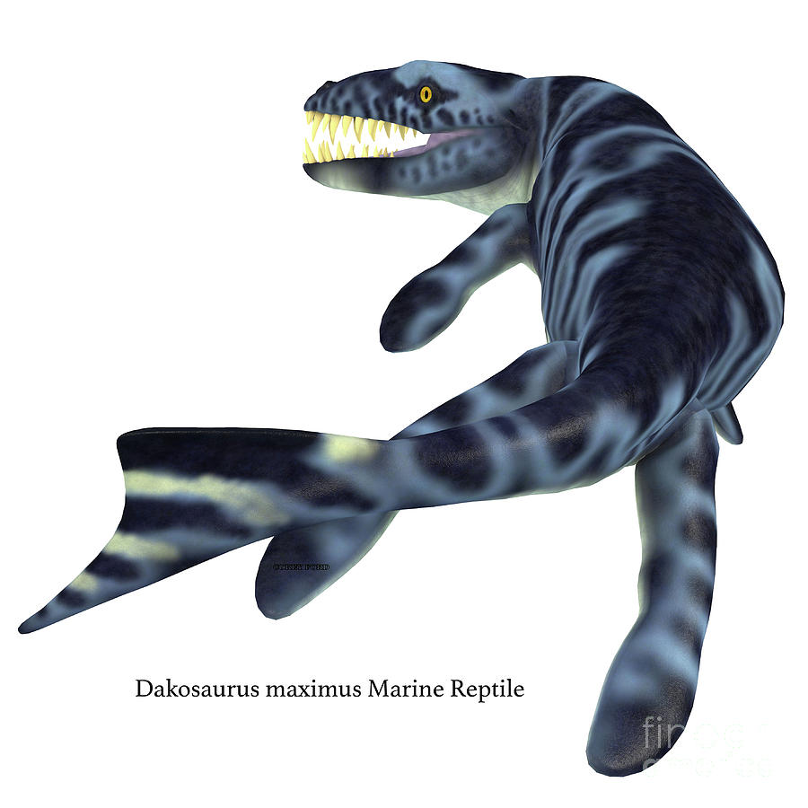 Dakosaurus Marine Reptile Tail with Font Digital Art by Corey Ford