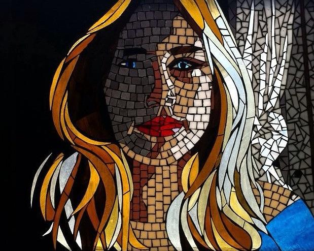 Portrait Glass Art - Dakota by Anne Marie Price Portrait Glass Art - Dakota by Anne Marie Price