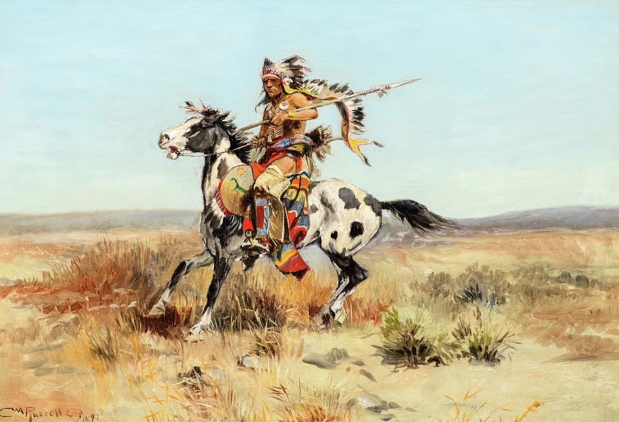 Native American Painting - Dakota Chief, 1897 by Charles M Russell