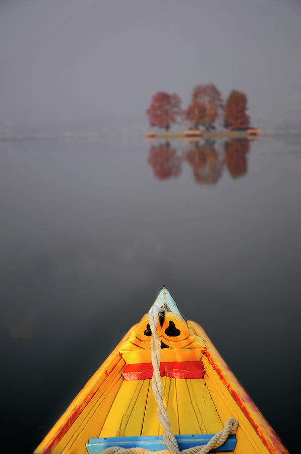 Transportation Photograph - Dal Lake, Srinagar, Kashmir - A Shikara by Anoop Negi