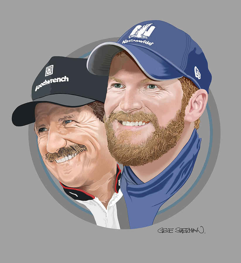 Dale Earnhardt Jr. and Sr. Digital Art by Gene Sherman - Fine Art America