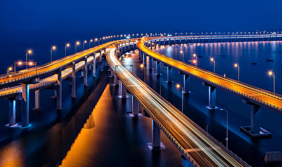 Dalian Bay Bridge Photograph by Hua Zhu