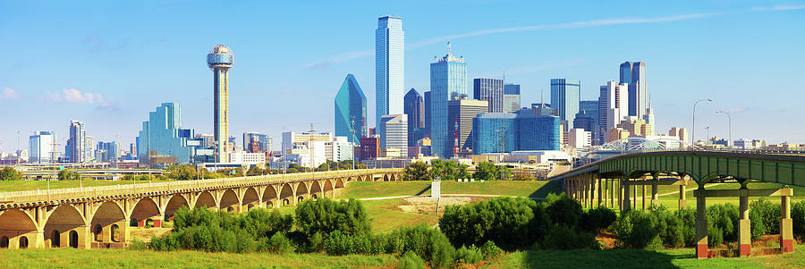Dallas Downtown Skyline Panoramic Photograph by Moreiso