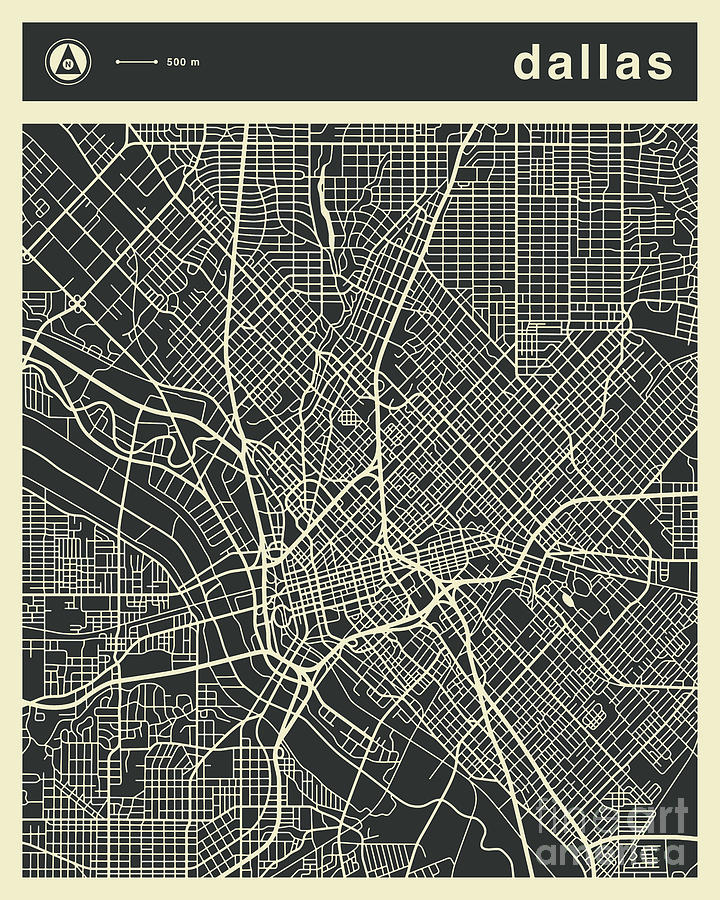 Dallas Digital Art - Dallas Map 3 by Jazzberry Blue