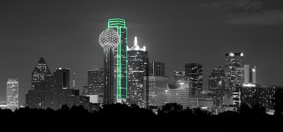 Dallas Skyline Green 120318 Photograph by Rospotte Photography - Pixels