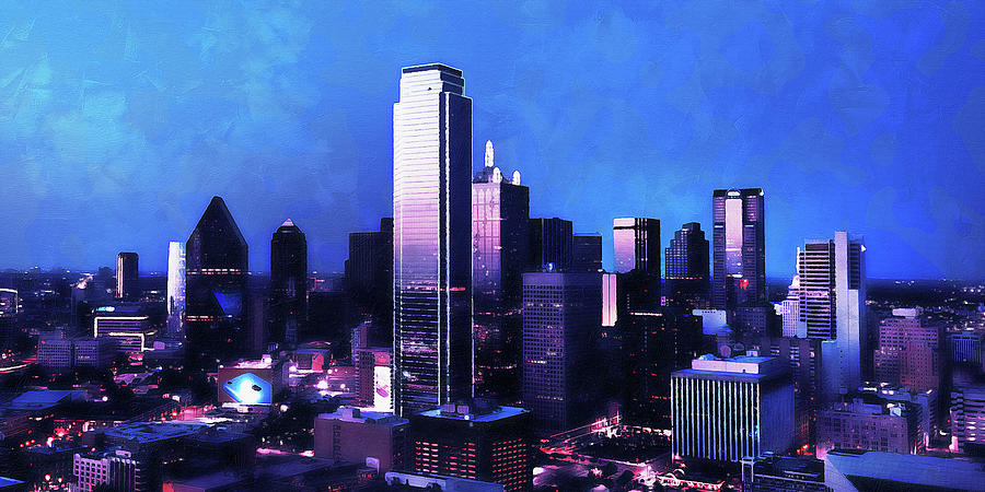 Dallas Skyline - 01 Painting by AM FineArtPrints