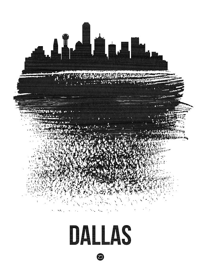 Dallas Skyline Brush Stroke Black Mixed Media by Naxart Studio - Pixels