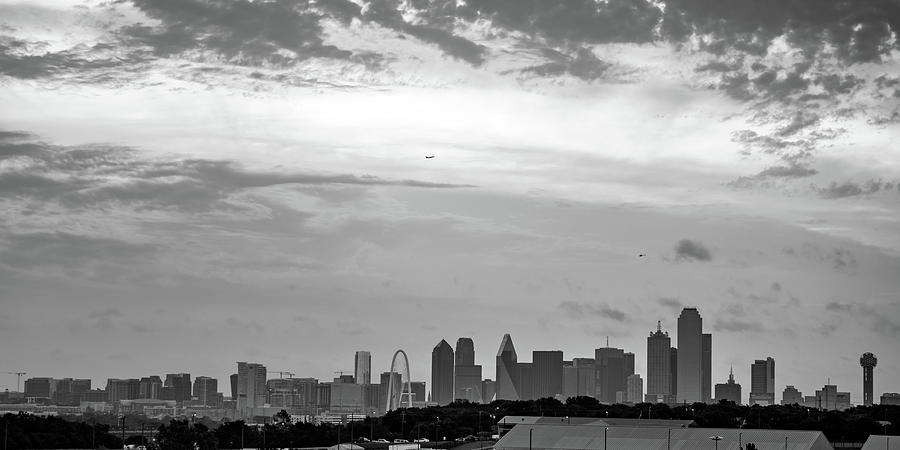 Dallas Skyline Panoramic Monochrome Photograph