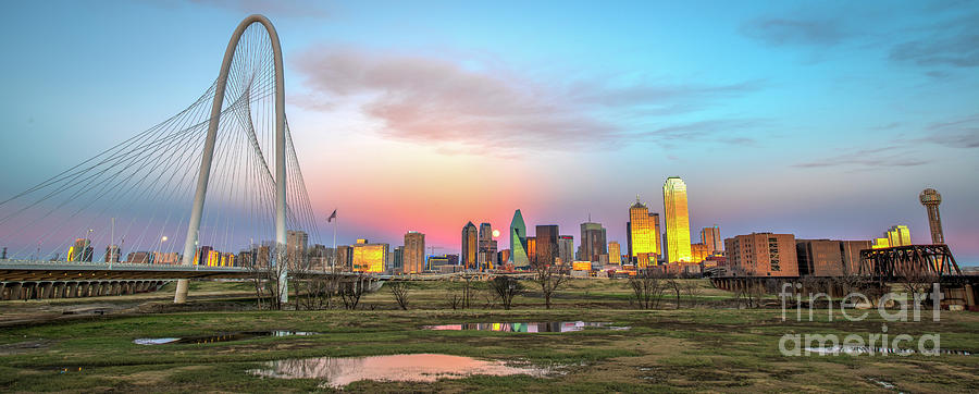 Dallas Skyline Supermoon Photograph by Charles Dobbs