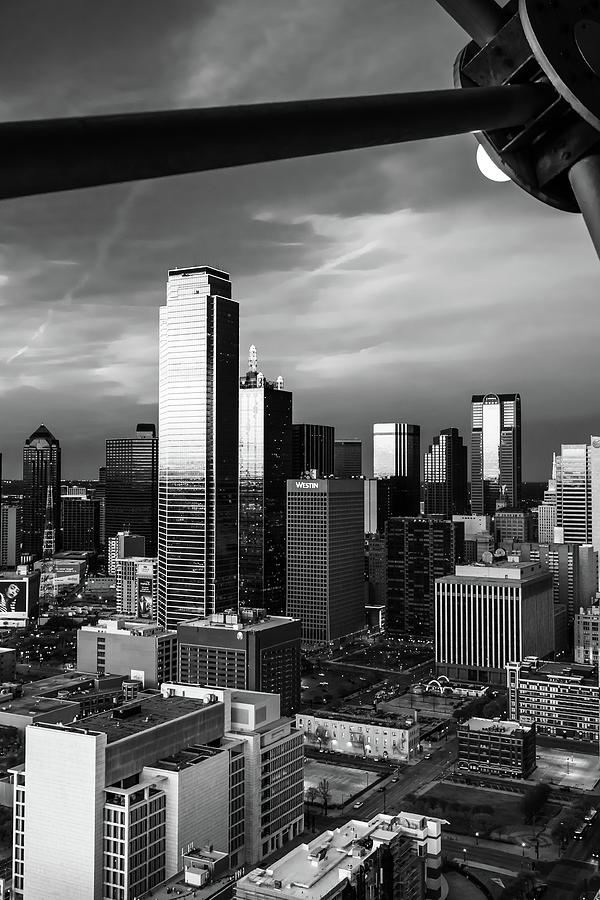 Dallas Skyline Through Reunion Tower in Monochrome Photograph by Gregory Ballos