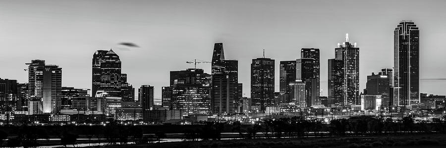 Dallas Skyscraper Panorama - Texas Black and White Skyline Photograph ...