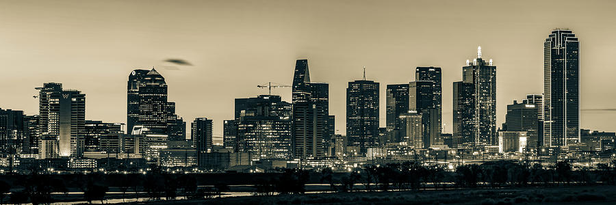 Dallas Skyscraper Panorama - Texas Sepia Skyline Photograph by Gregory Ballos