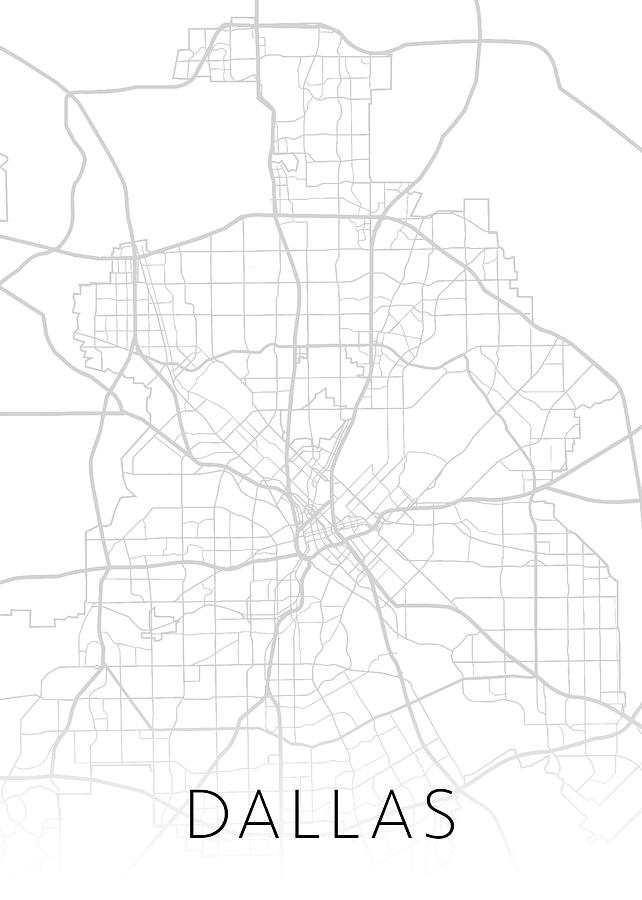 Dallas Texas City Street Map Minimalist Black And White Series Mixed