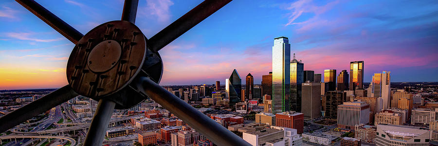 Dallas Texas Skyline Colorful Panoramic From Reunion Tower Photograph by Gregory Ballos