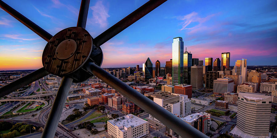 Dallas Texas Skyline Panorama From Reunion Tower At Dusk Photograph