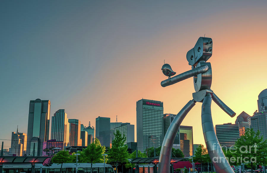Dallas Photograph - Dallas Traveling Man Sunset by Bee Creek Photography - Tod and Cynthia
