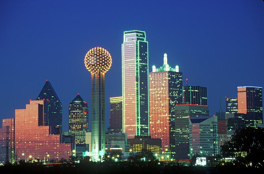 Dallas, Tx Skyline At Night With by Visionsofamerica/joe Sohm