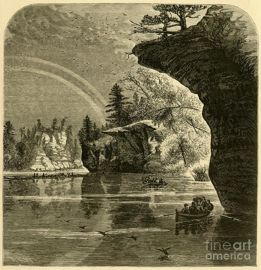 Dalles Of The Wisconsin Drawing by Print Collector