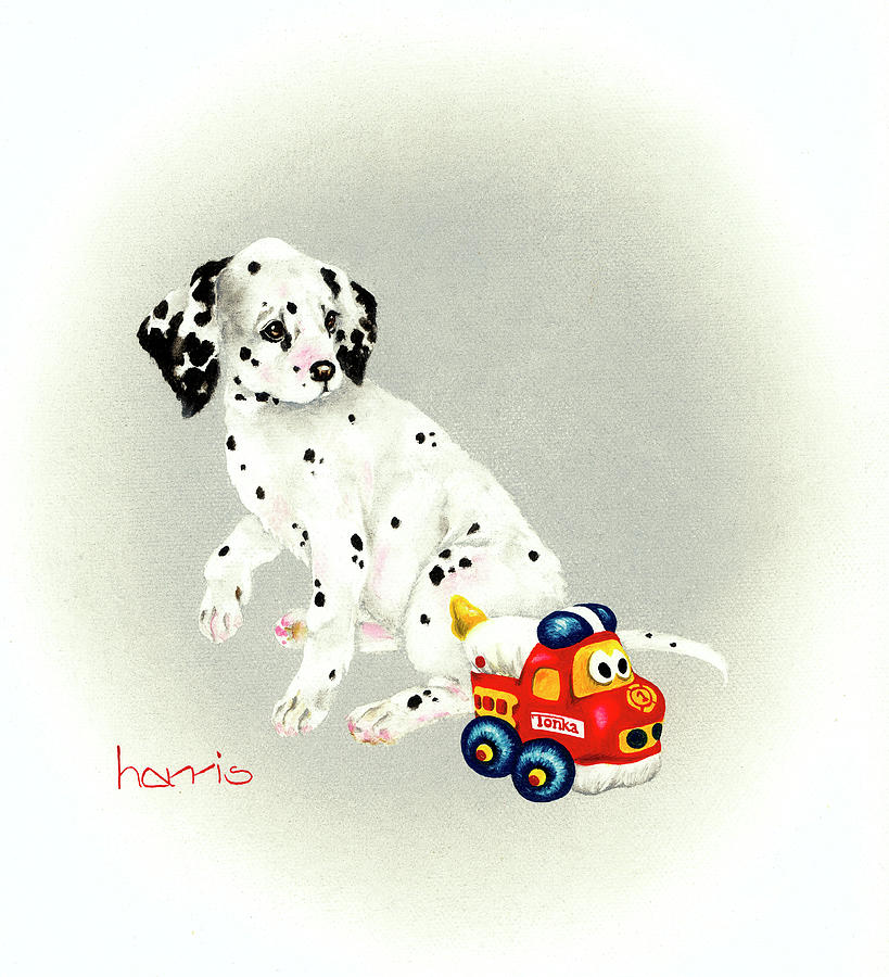 Dalmation 1 - Puppy Truck Painting by Peggy Harris