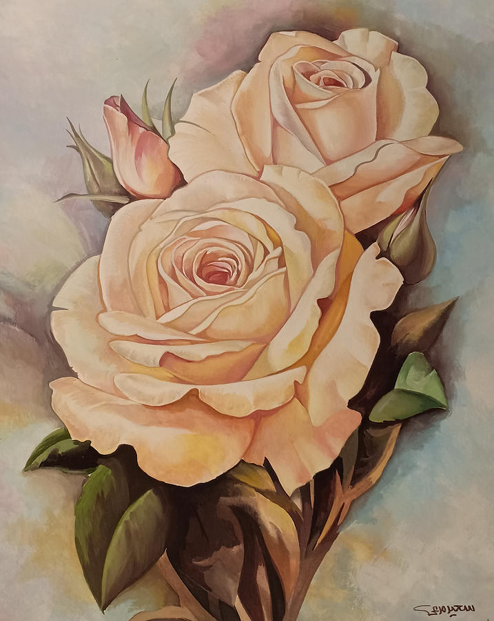 Damask roses by Said Marie Damask roses by Said Marie