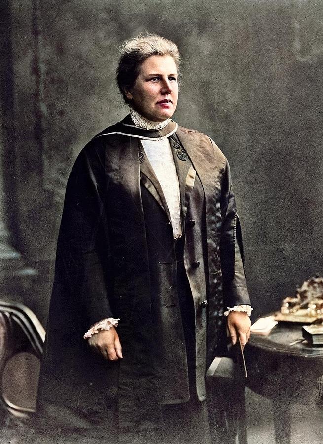 Dame Louisa Aldrich-blake. Photograph By Lafayette Ltd. Wellcome Colorized By Ahmet Asar Colorized B Painting