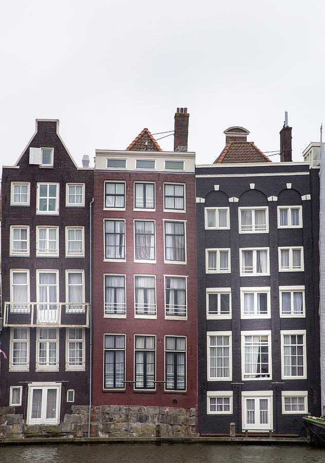 Damrak Waterfront Houses Amsterdam Photograph by Georgia Clare