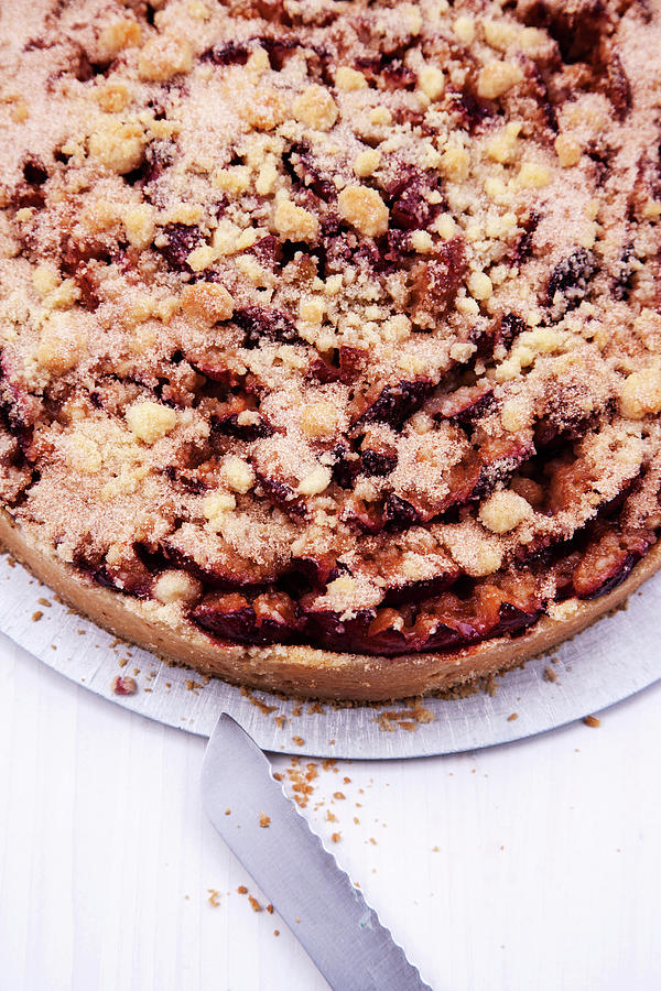 Damson Cake With Crumble Topping Photograph by Michael Wissing