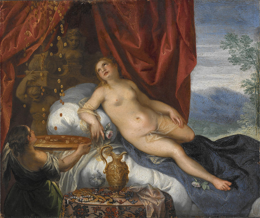 Danae and the Shower of Gold Painting by Manner of Hans Rottenhammer
