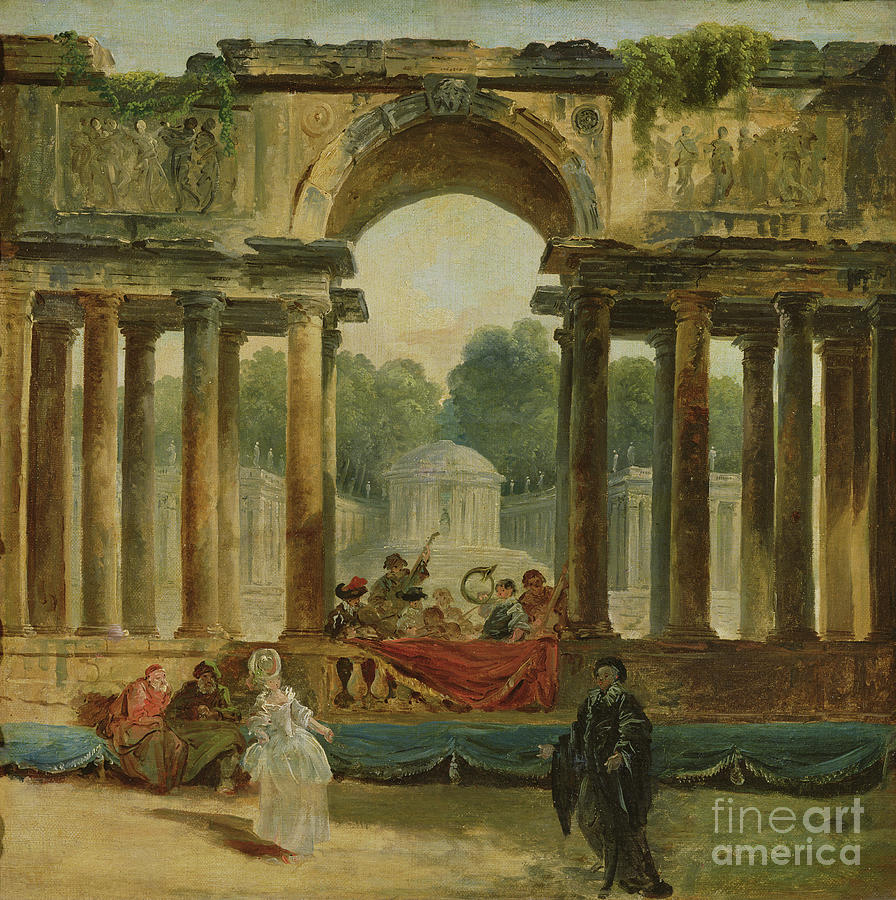 Dance And Concert In A Park Painting by Hubert Robert
