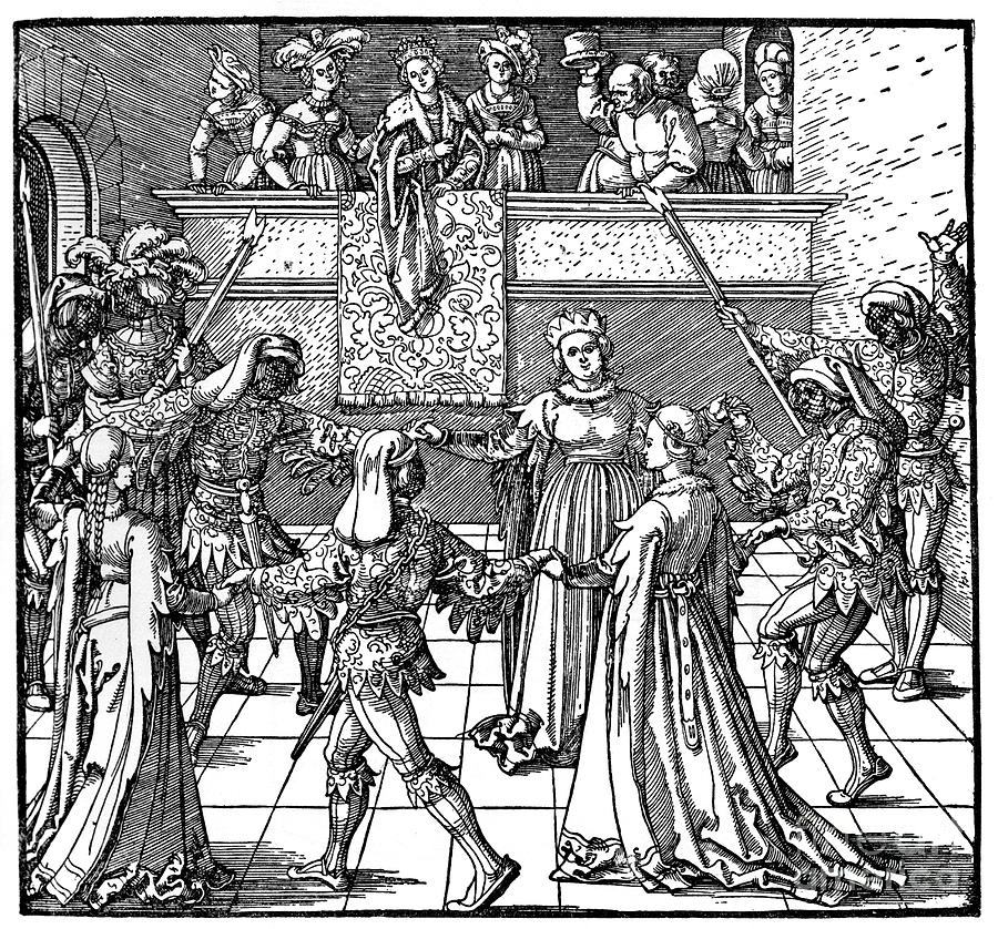Dance By Torchlight, Augsburg, 1516 Drawing by Print Collector