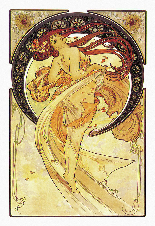 Dance (Golden) Painting by Alphonse Mucha - Fine Art America