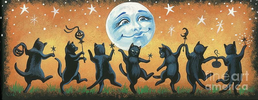 Dance Of The Black Cats Painting by Margaryta Yermolayeva