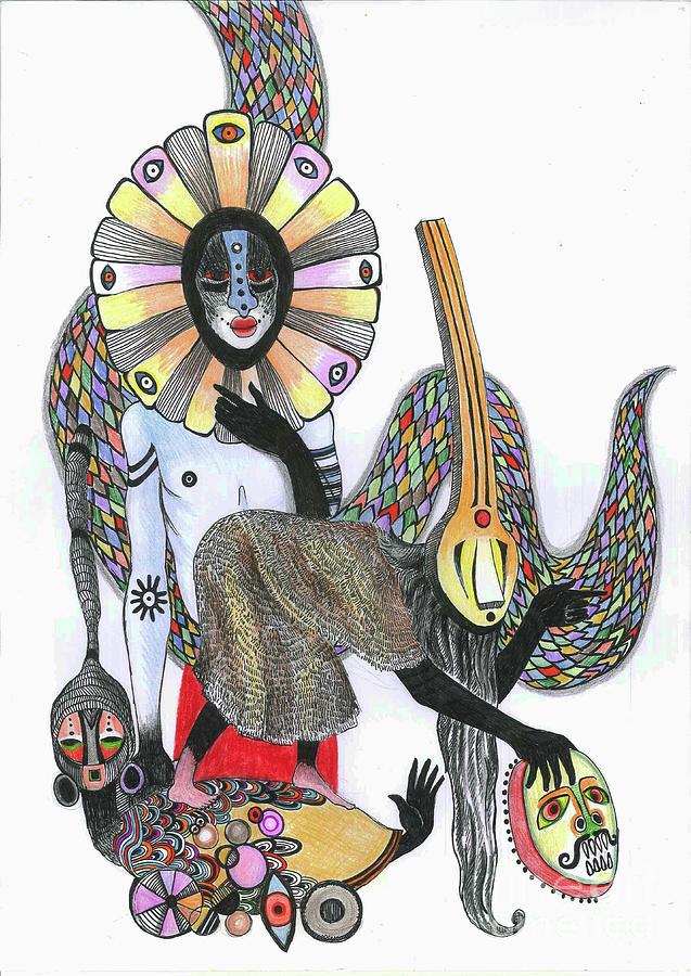 Dance Of The Masks Painting by Zanara Nedelcheva Williams