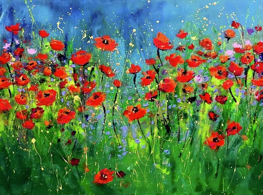 Dance of the Poppies Painting by Meenakshi Sinha