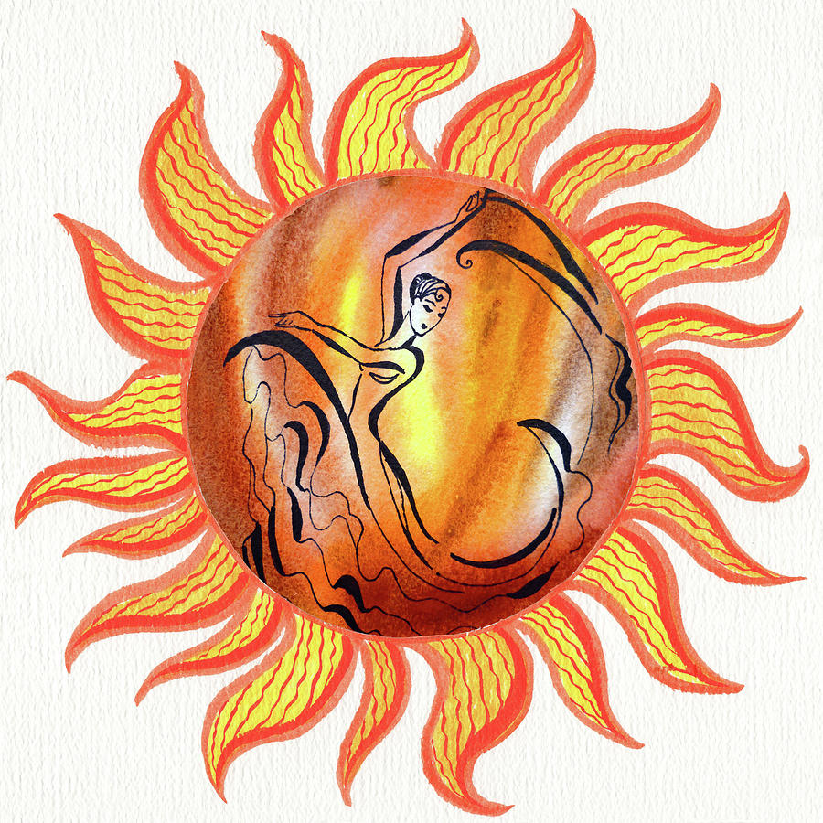 Sun Painting - Dance Of The Sun Watercolor I by Irina Sztukowski