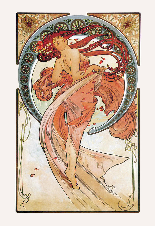 Dance (Rose) Painting by Alphonse Mucha