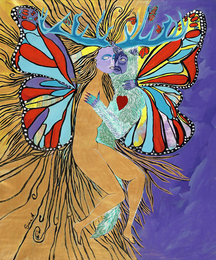 Butterfly Painting - Dance with The Wolf by Sima Amid Wewetzer