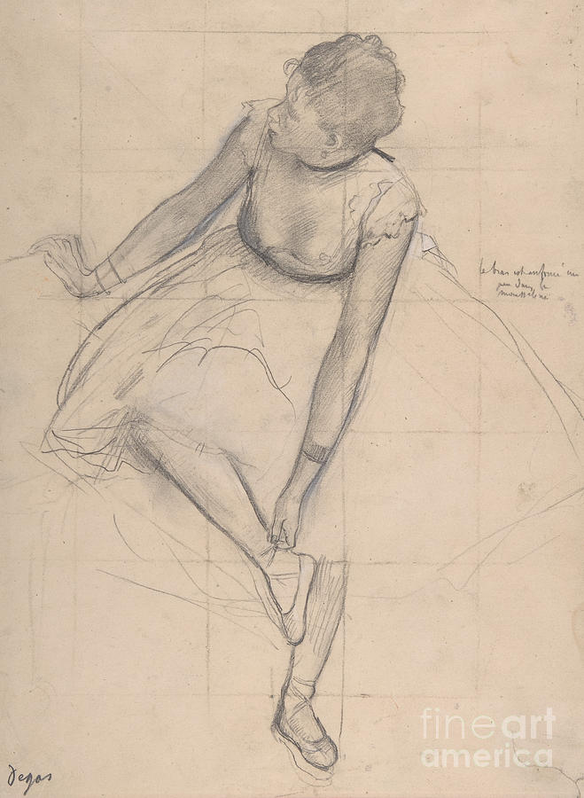 Dancer Adjusting Her Slipper, 1873 Drawing by Edgar Degas