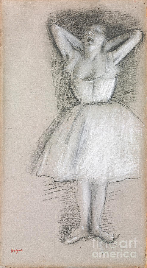 Dancer, Arms Raised Behind The Head; Danseuse, Les Bras Leves Et Ramenes  Derriere La Tete Drawing by Edgar Degas - Pixels