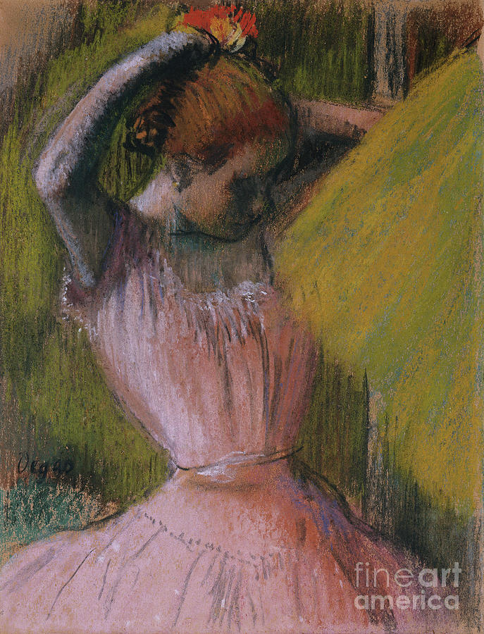 Dancer Arranging Her Hair By Edgar Degas Painting by Edgar Degas