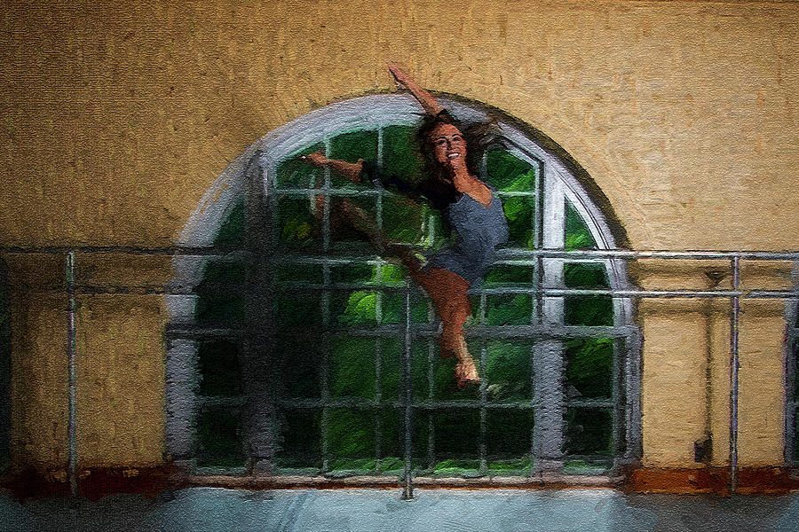 Dancer enjoying flying high textured Photograph by Dan Friend