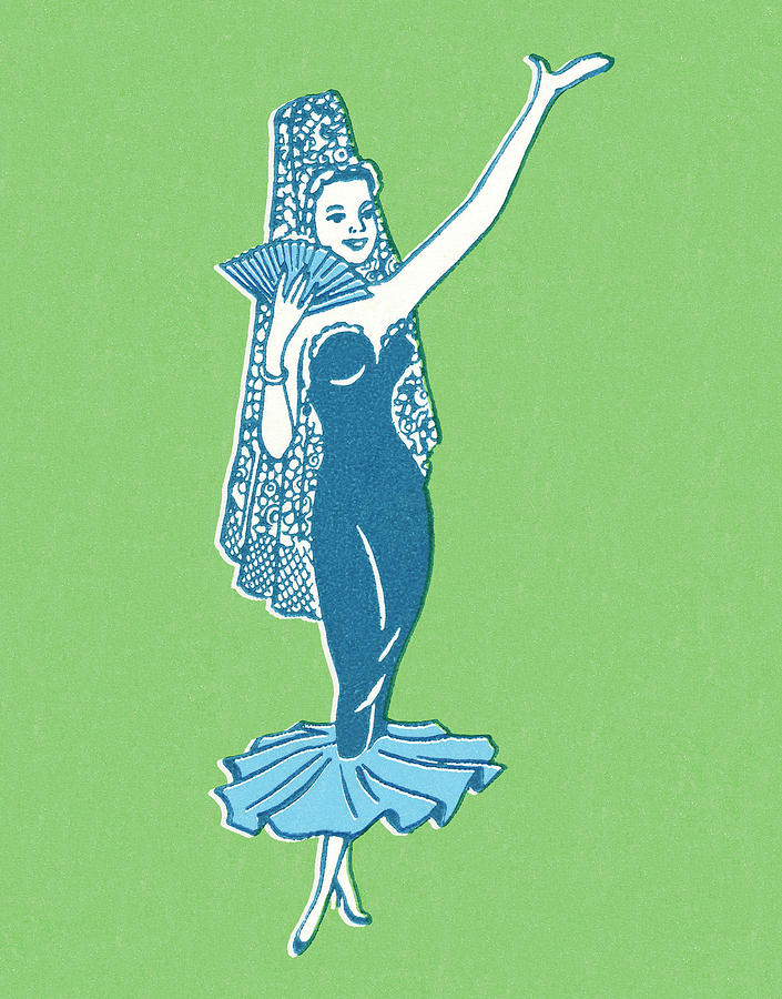Vintage Drawing - Dancer Wearing a Costume by CSA Images