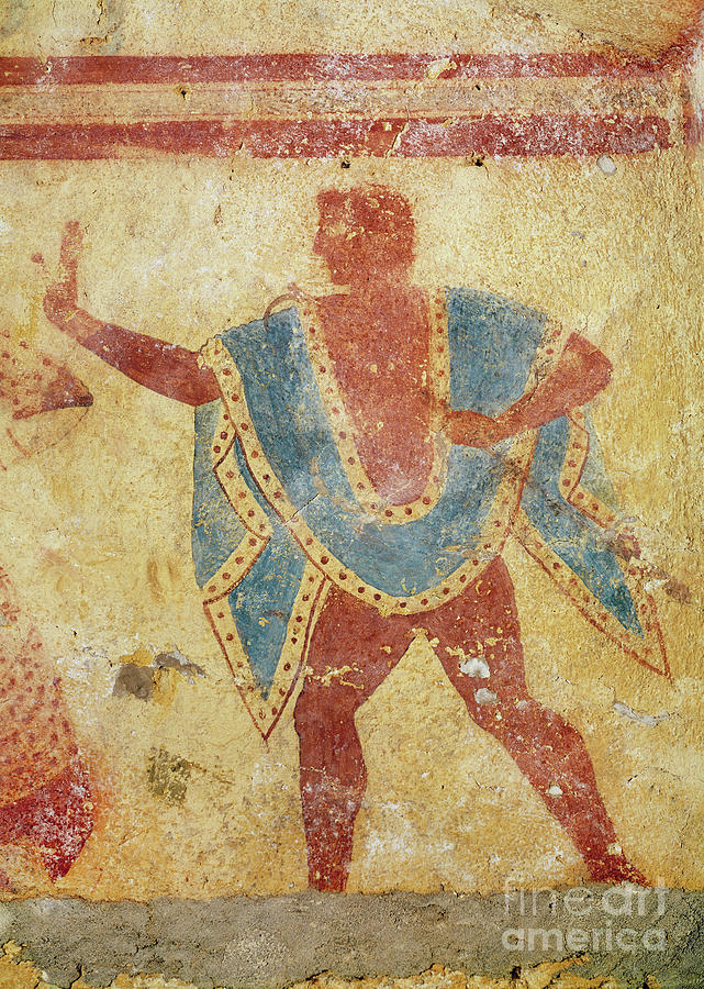Dance Painting - Dancer With A Green Tunic, From The Tomb Of Giustiniani, Mid 5th Century Bc by Etruscan