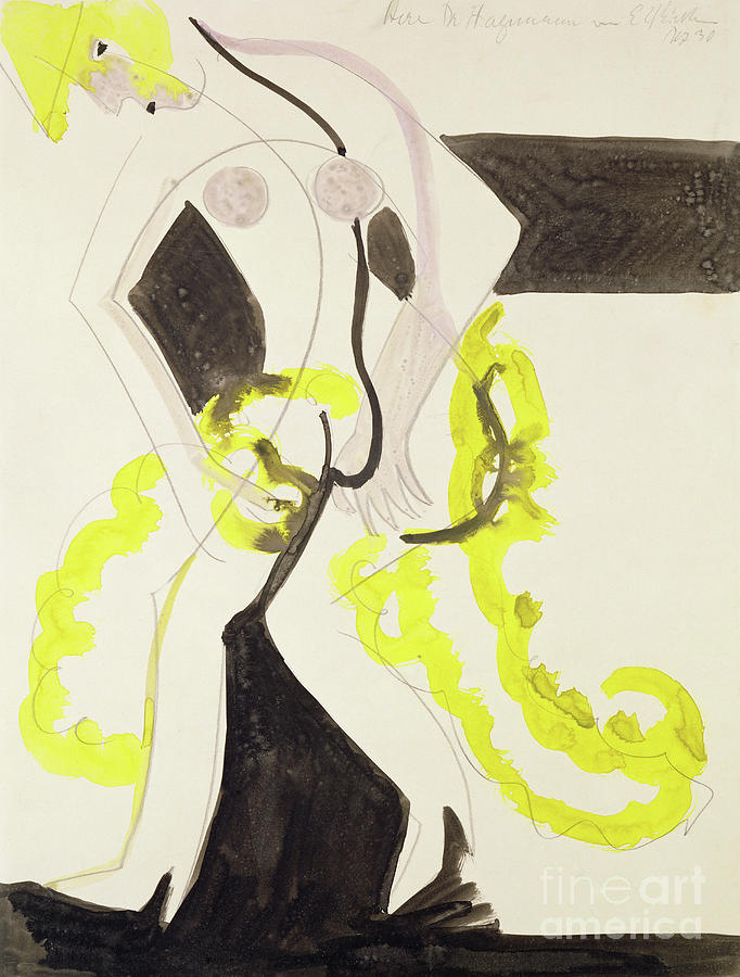 Dancer with a Yellow Shawl  Painting by Ernst Ludwig Kirchner