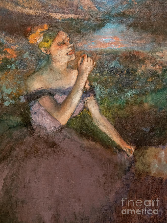 Dancer With Bouquets Detail Painting by Edgar Degas